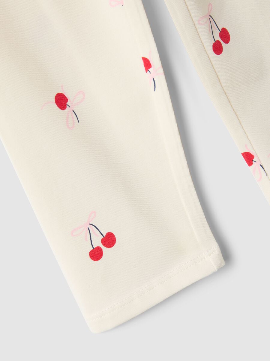 Leggings in cotone elasticizzato bianco da bambina slim fit con disegni_2