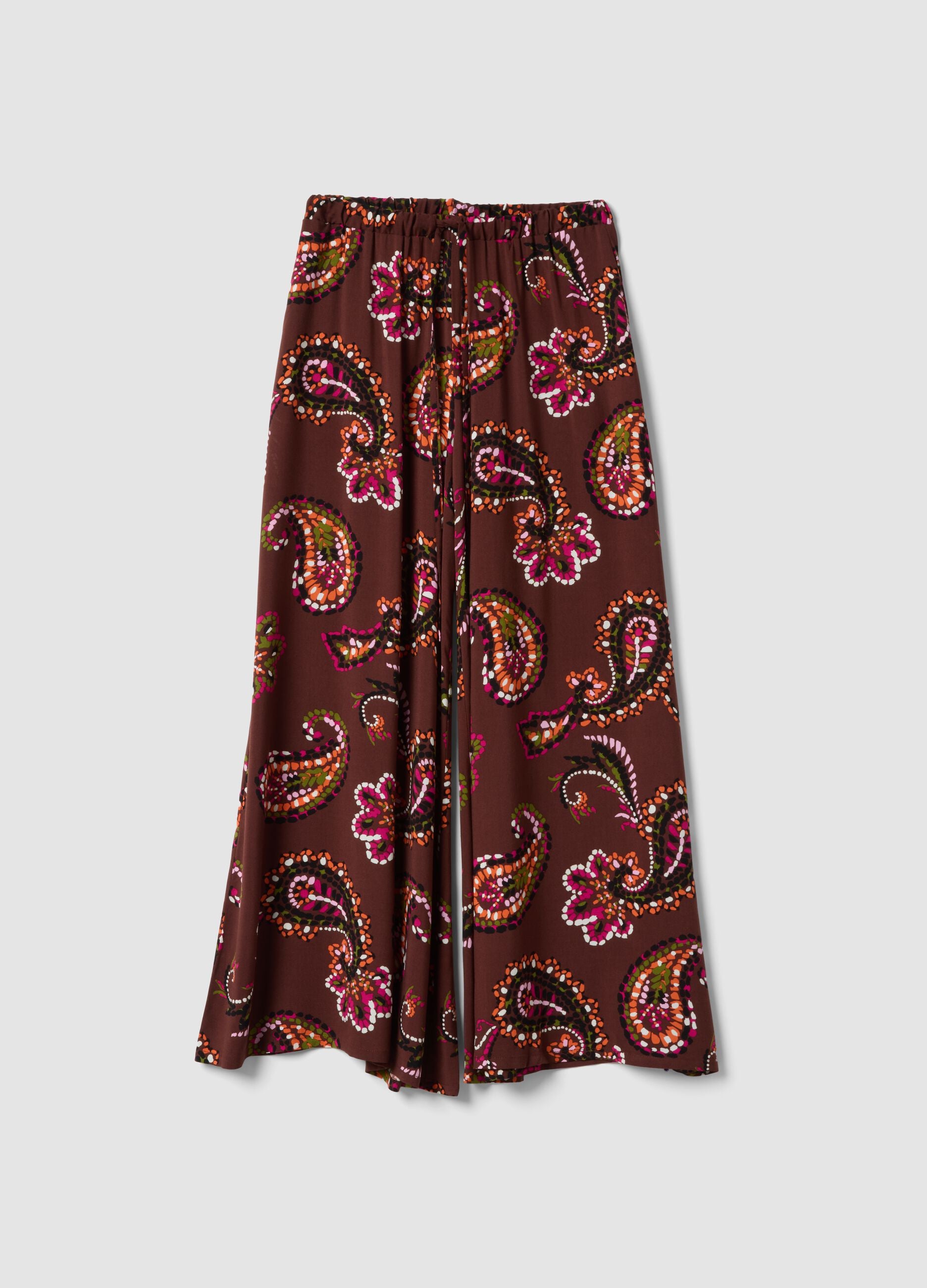 Brown pure viscose palazzo trousers