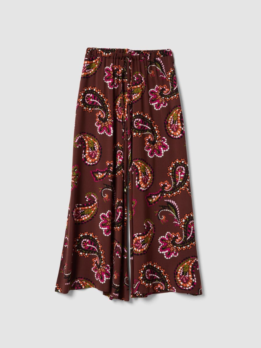 Brown pure viscose palazzo trousers_0