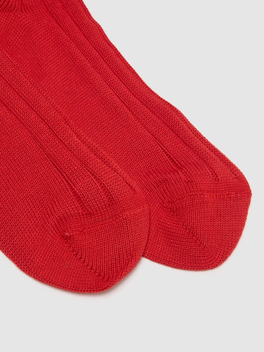 Long red pure cotton socks_1