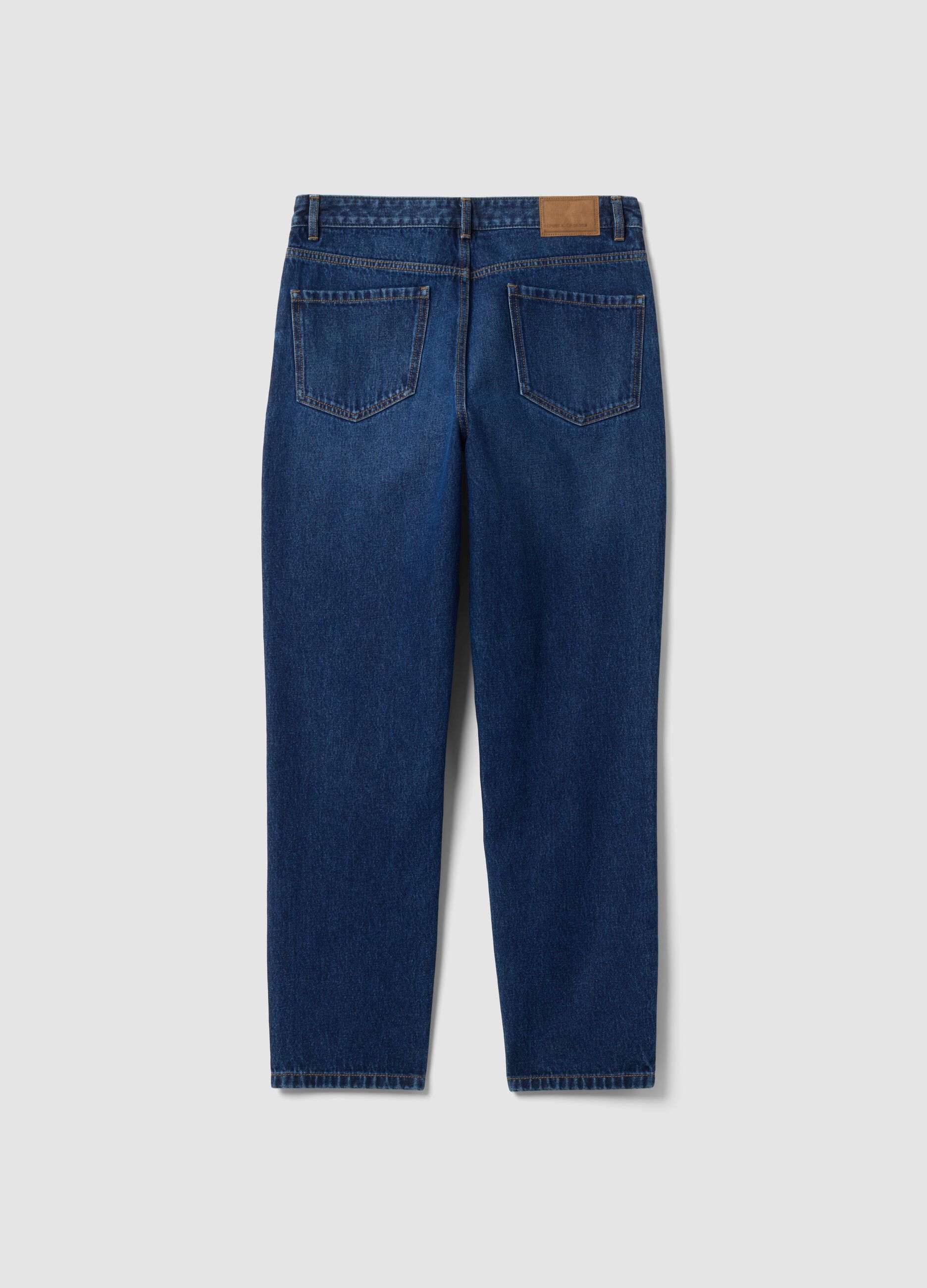 Regular tapered pure cotton denim jeans