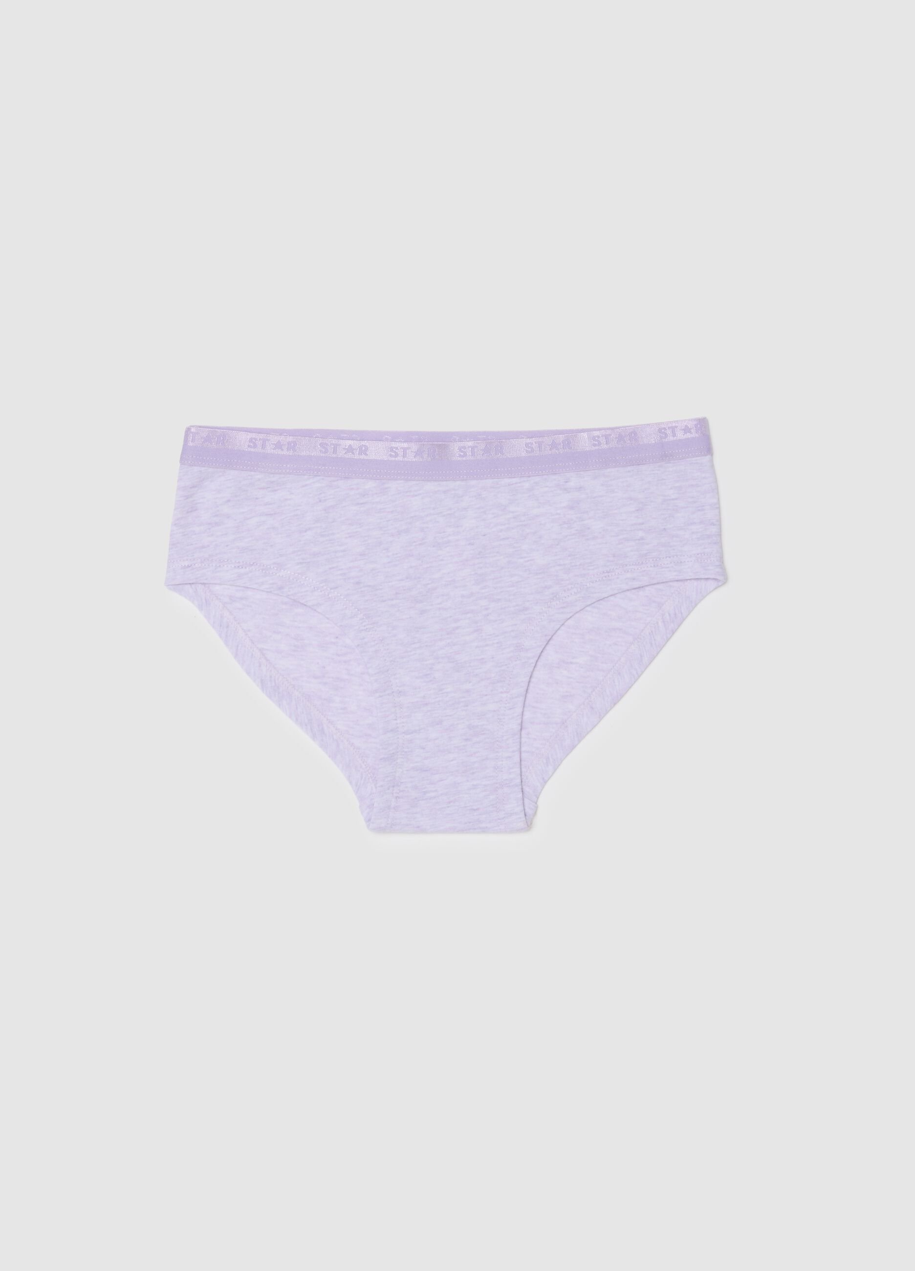 Purple stretch cotton briefs for girls, regular fit