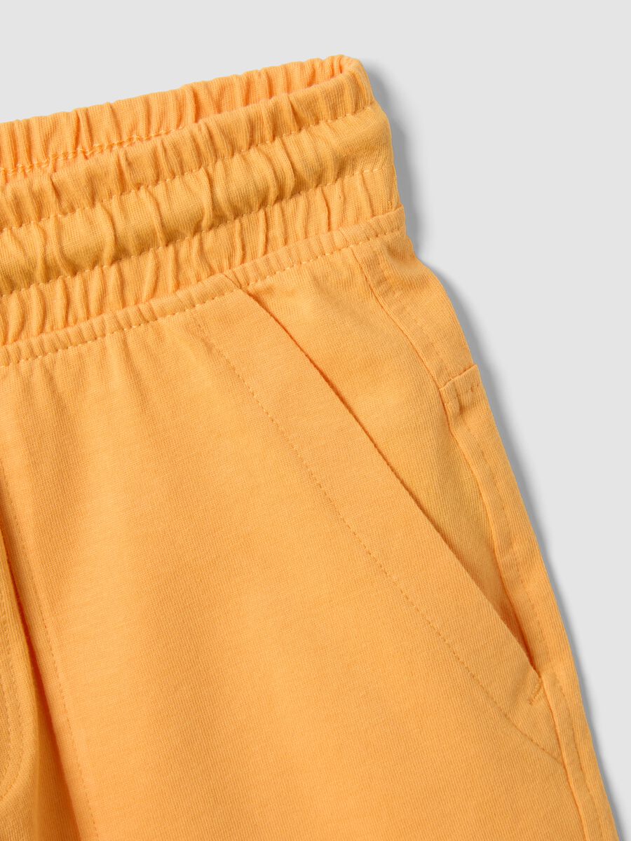 Orange organic cotton shorts with elasticated waistband_2