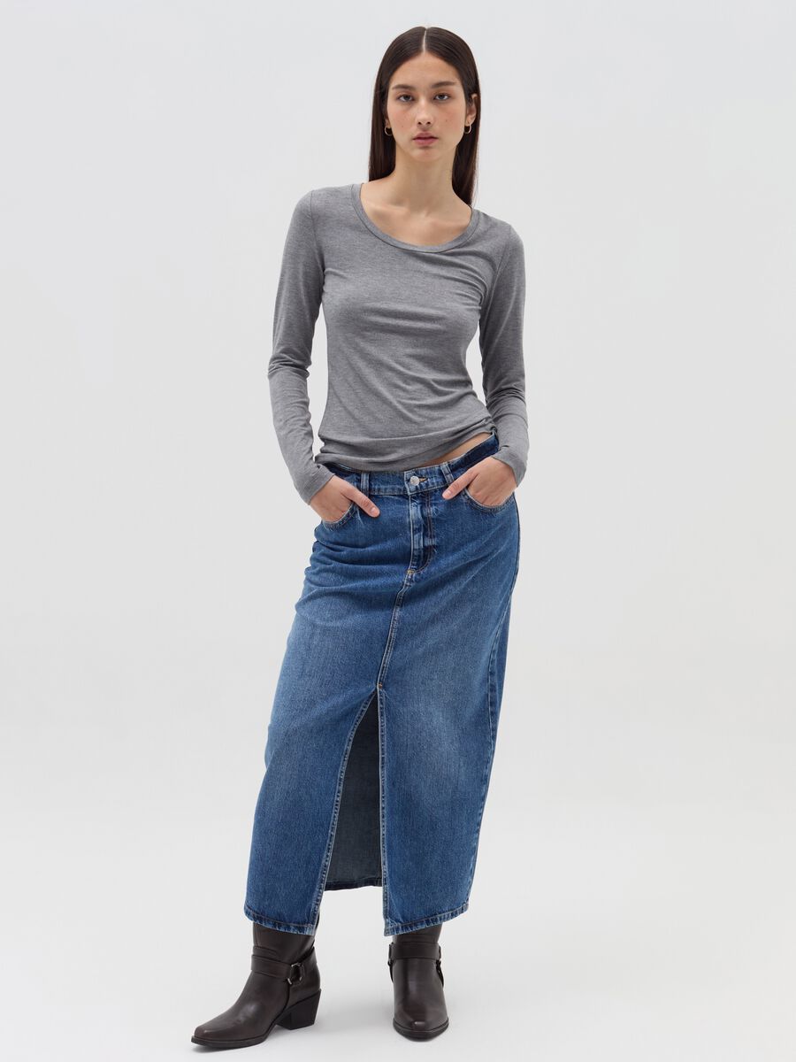 Long-sleeved T-shirt in stretch viscose_1