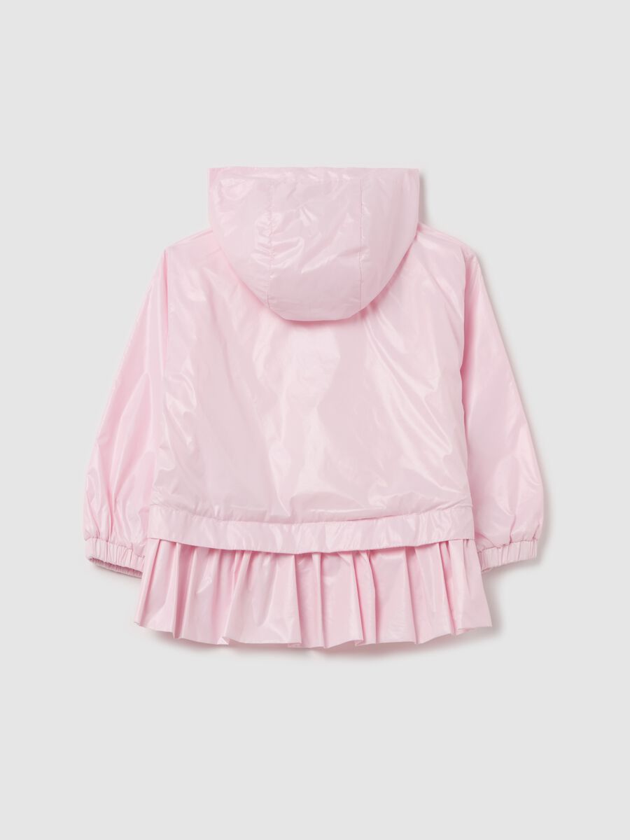Waterproof jacket with hood and flounce_1