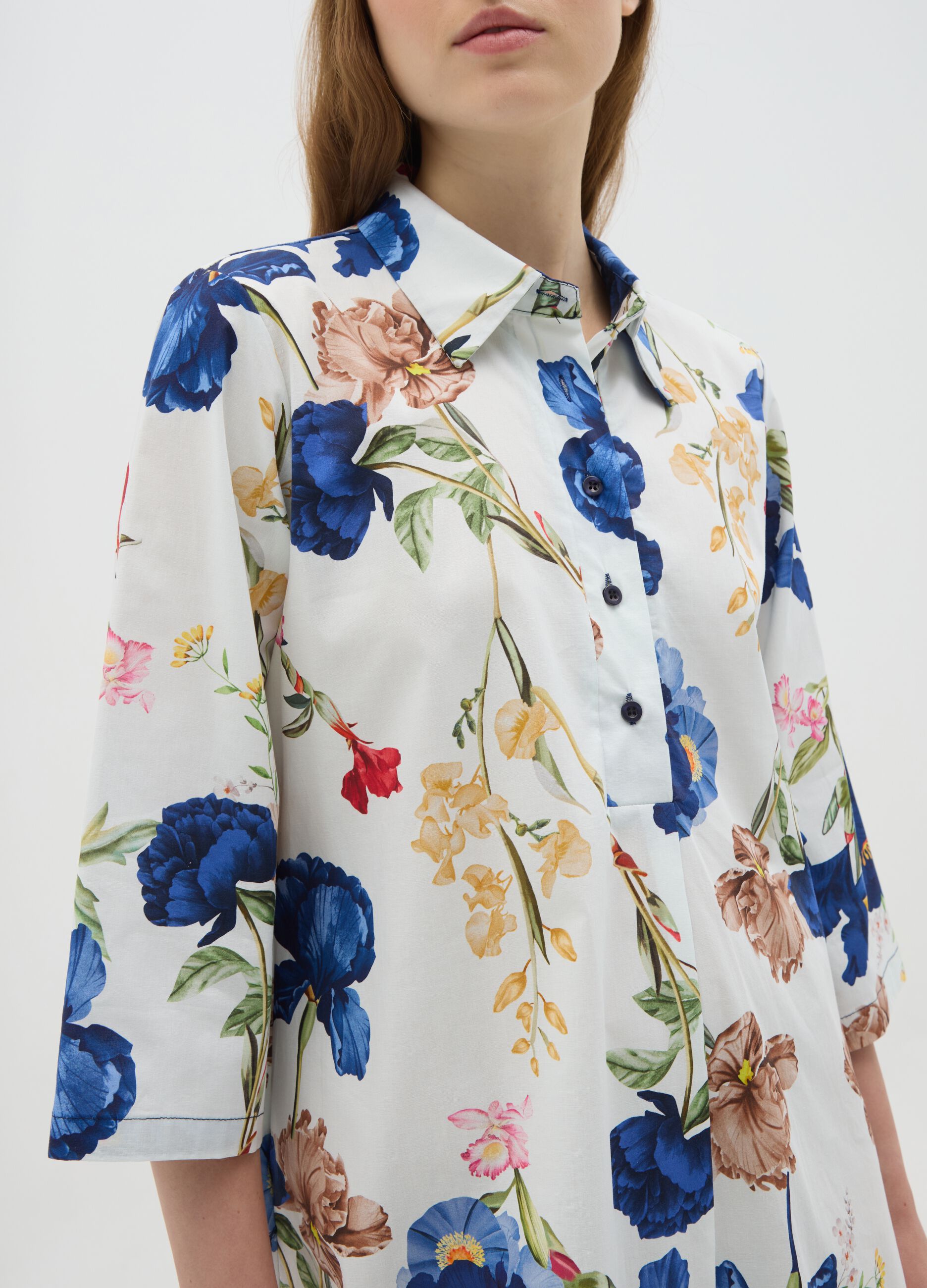 Women's multicolour cotton shirt dress, regular fit