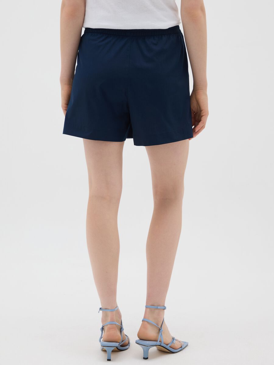 Women's Stretch Cotton Blue Regular Fit Shorts_2