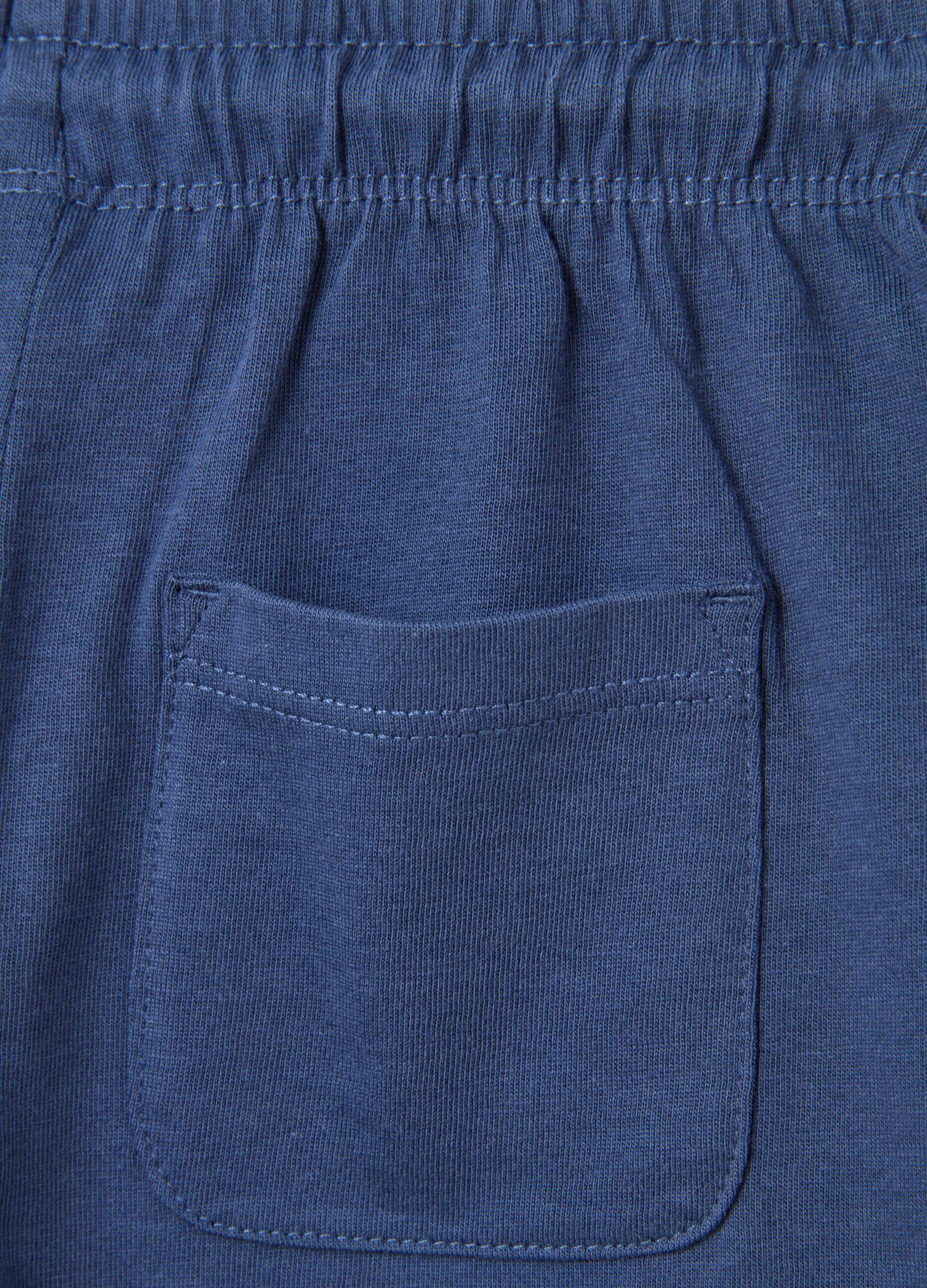 Blue pure cotton toddler shorts regular fit with elastic waist