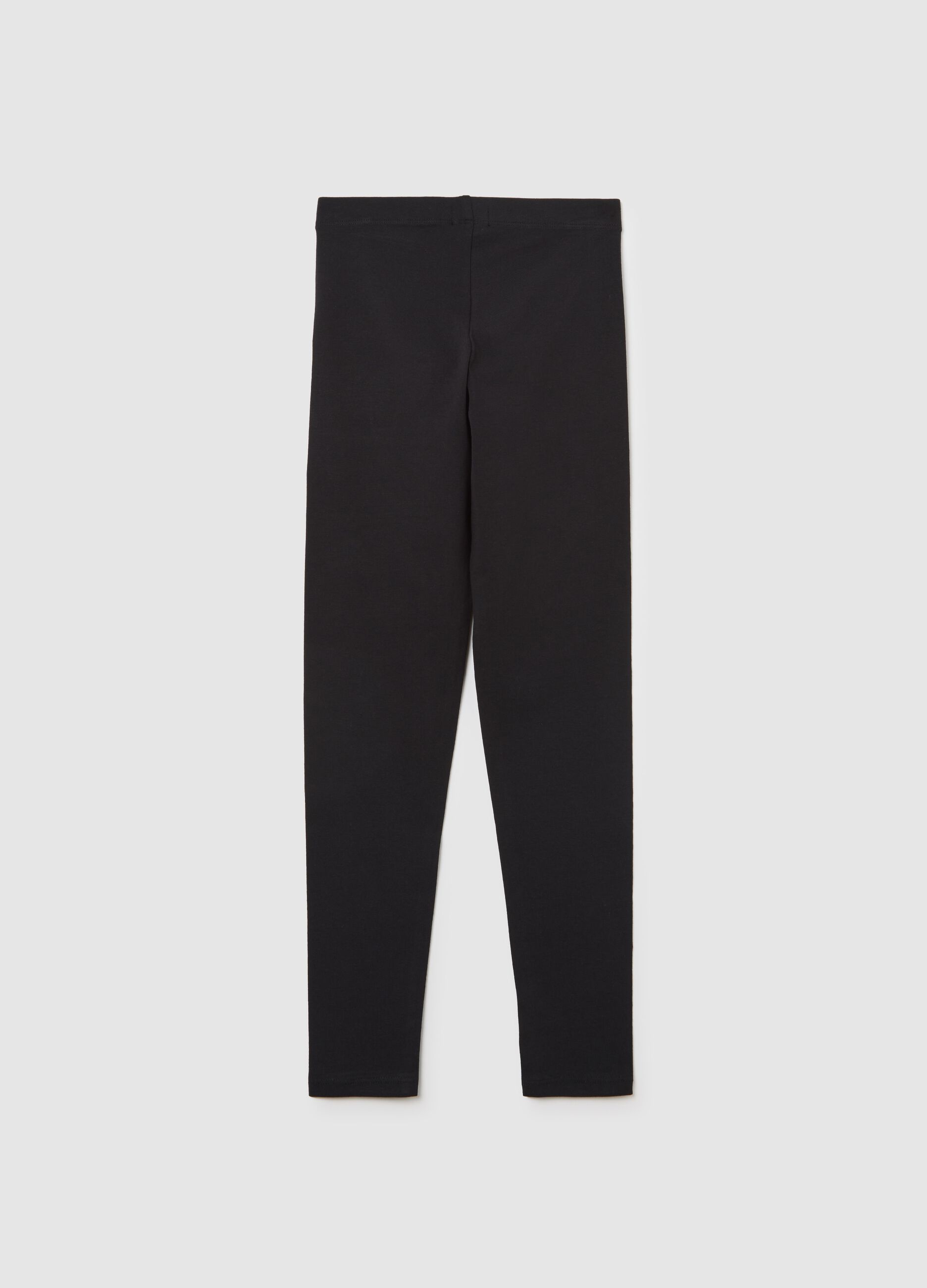 Stretch cotton leggings with lettering print