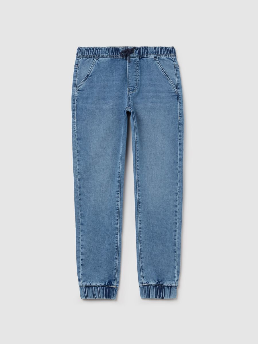 Joggers in denim con coulisse _0