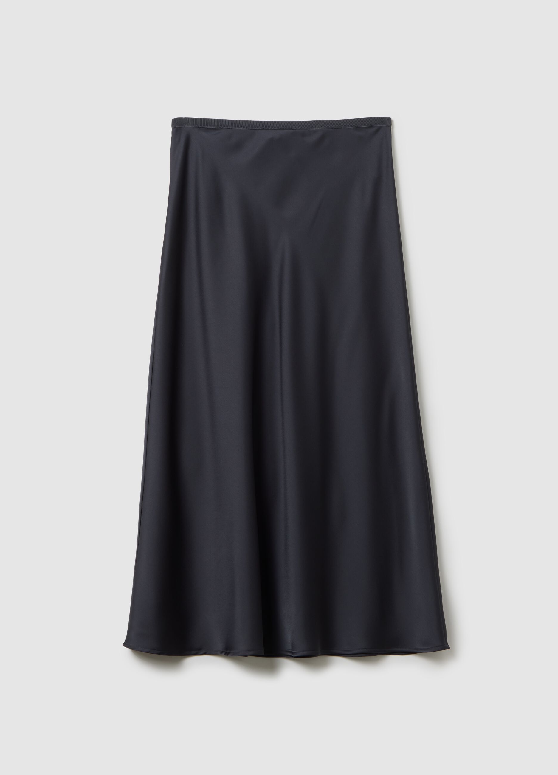 Gonna lunga grigia in satin