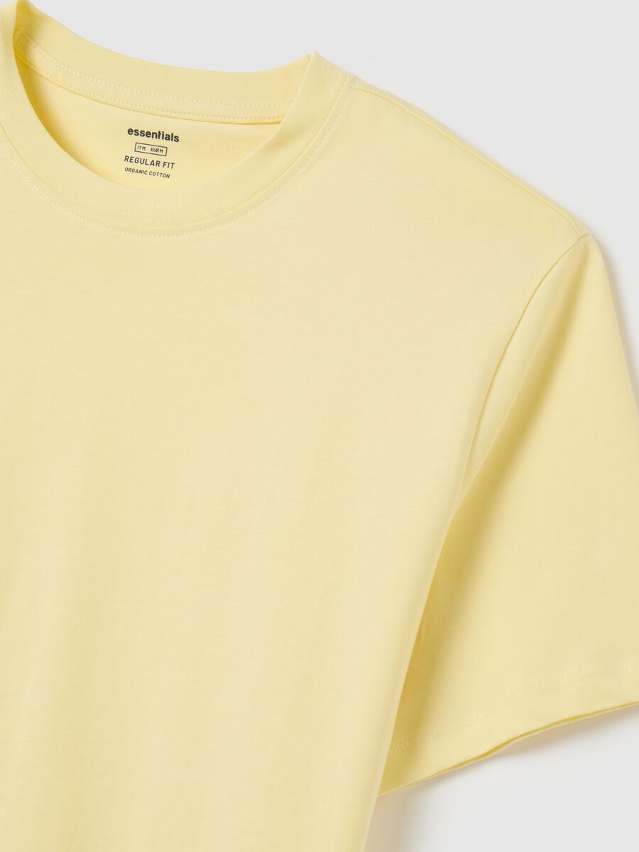 T-shirt da uomo in puro cotone gialla regular fit_1