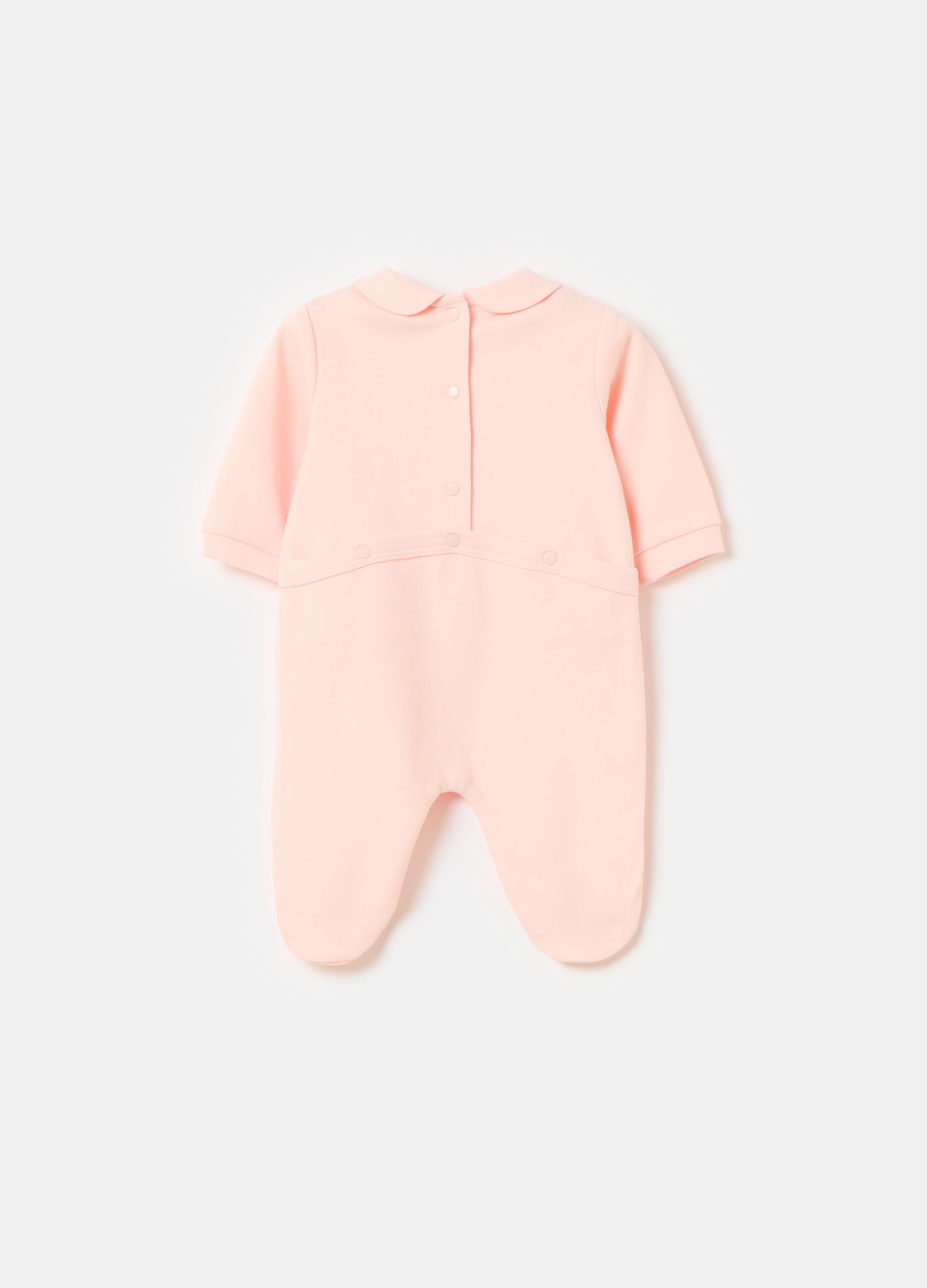 Organic cotton onesie with feet and embroidery