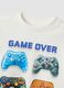 White pure cotton crew-neck T-shirt with gaming print_3