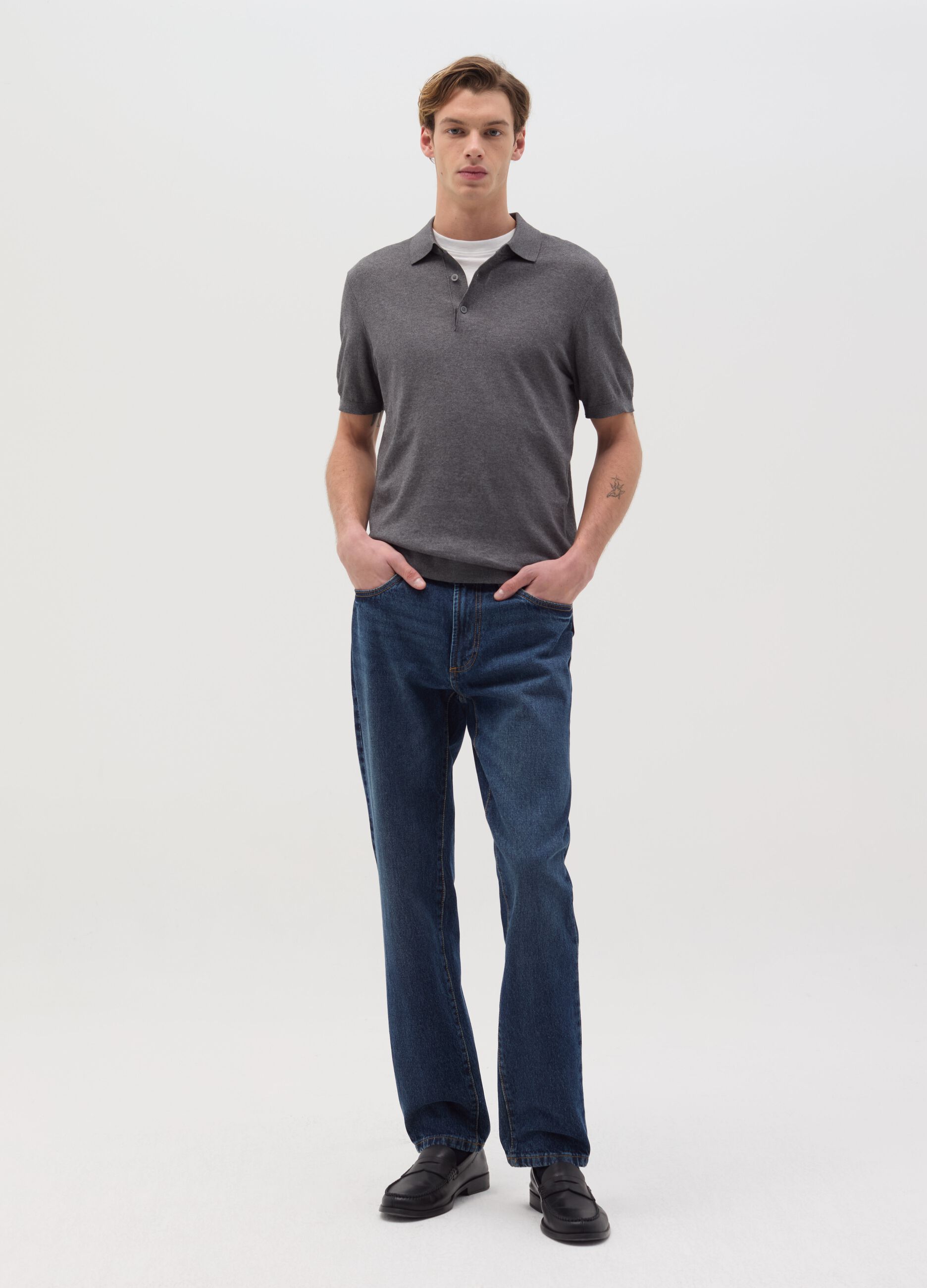 Polo shirt in solid colour cotton
