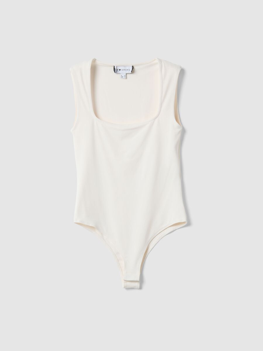 Body fitted bianco con scollo quadrato_4