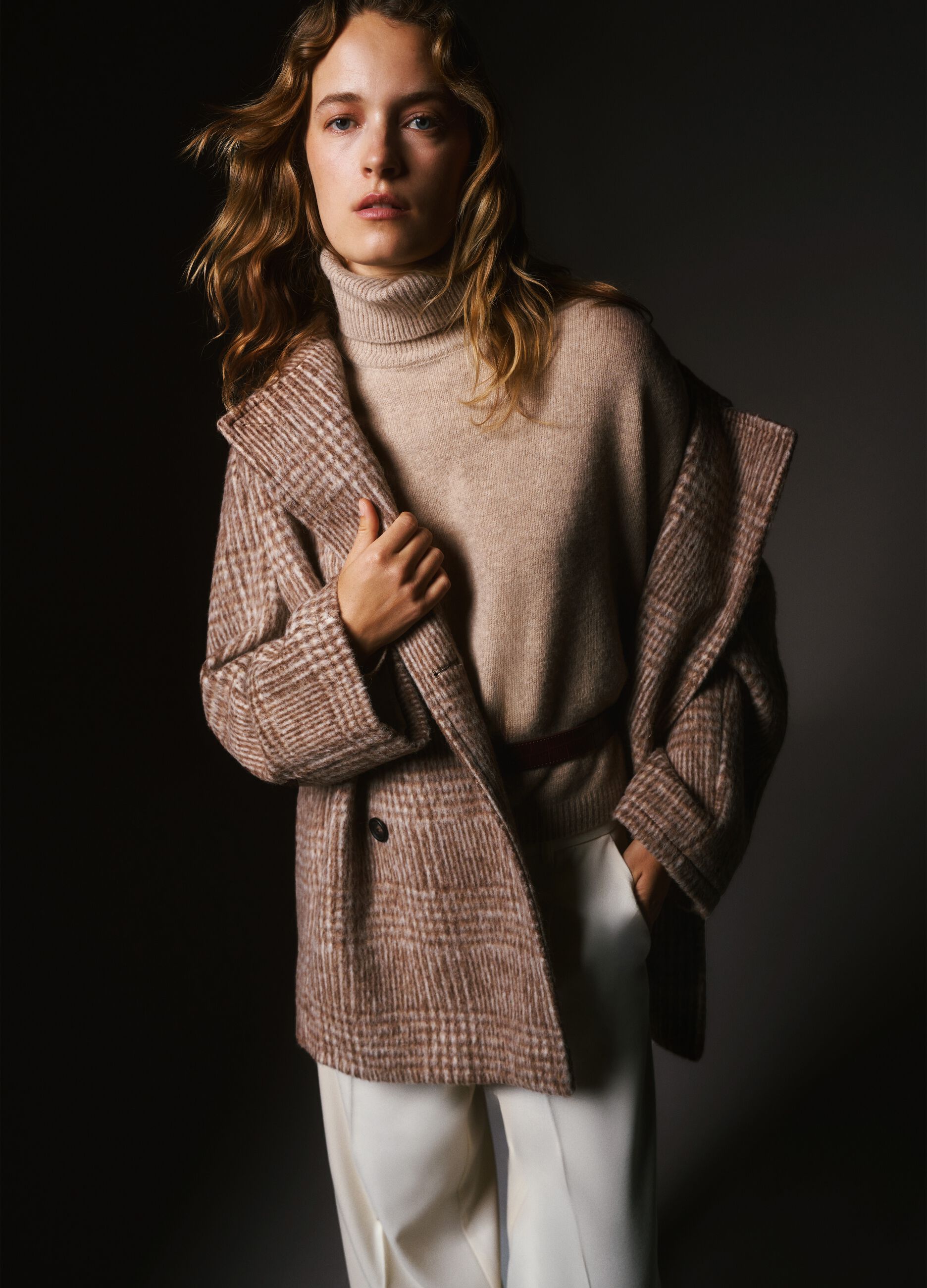 Multicolour Checked Oversized Coat with Buttons