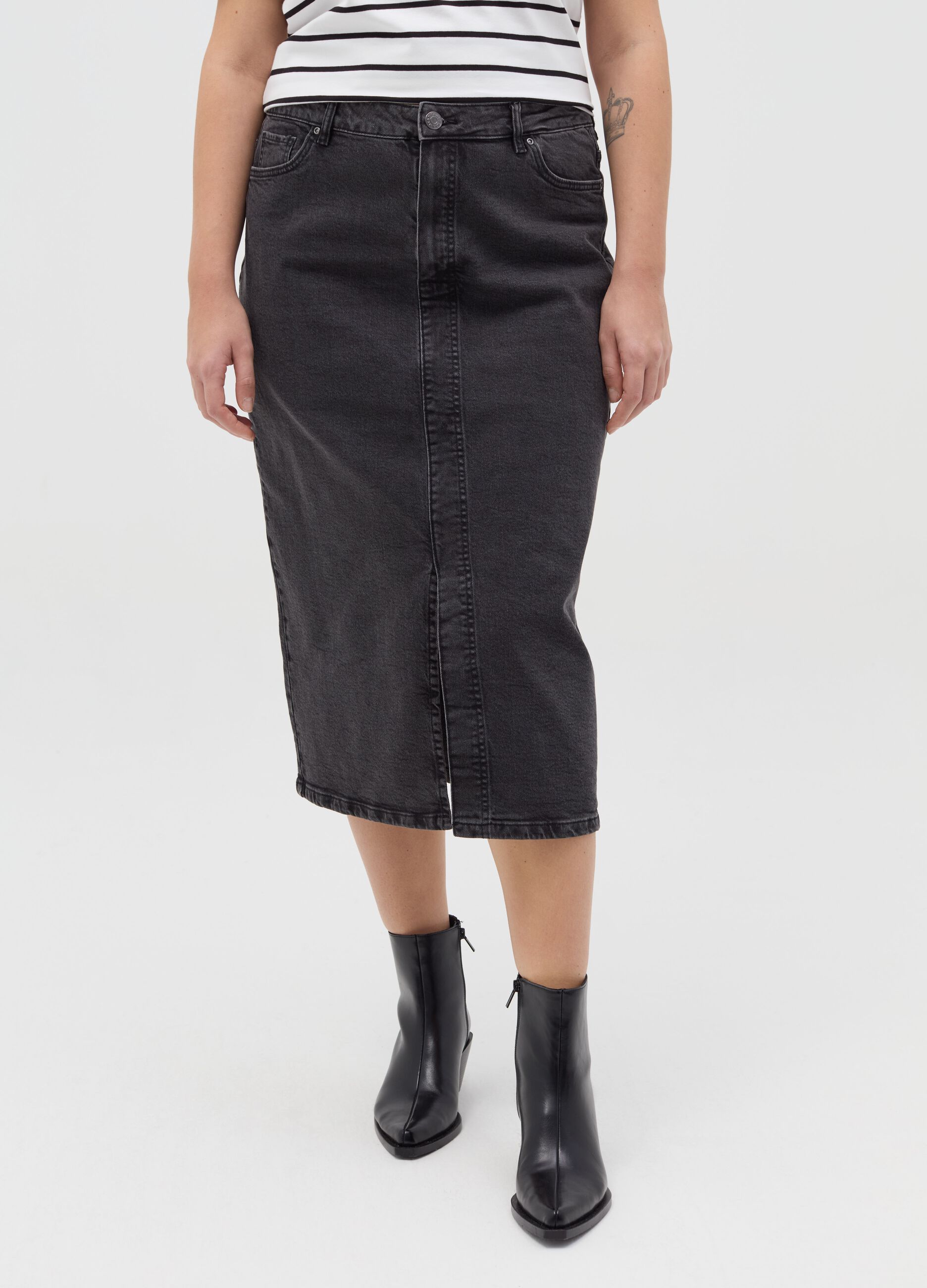 Gonna midi a tubo in denim Curvy