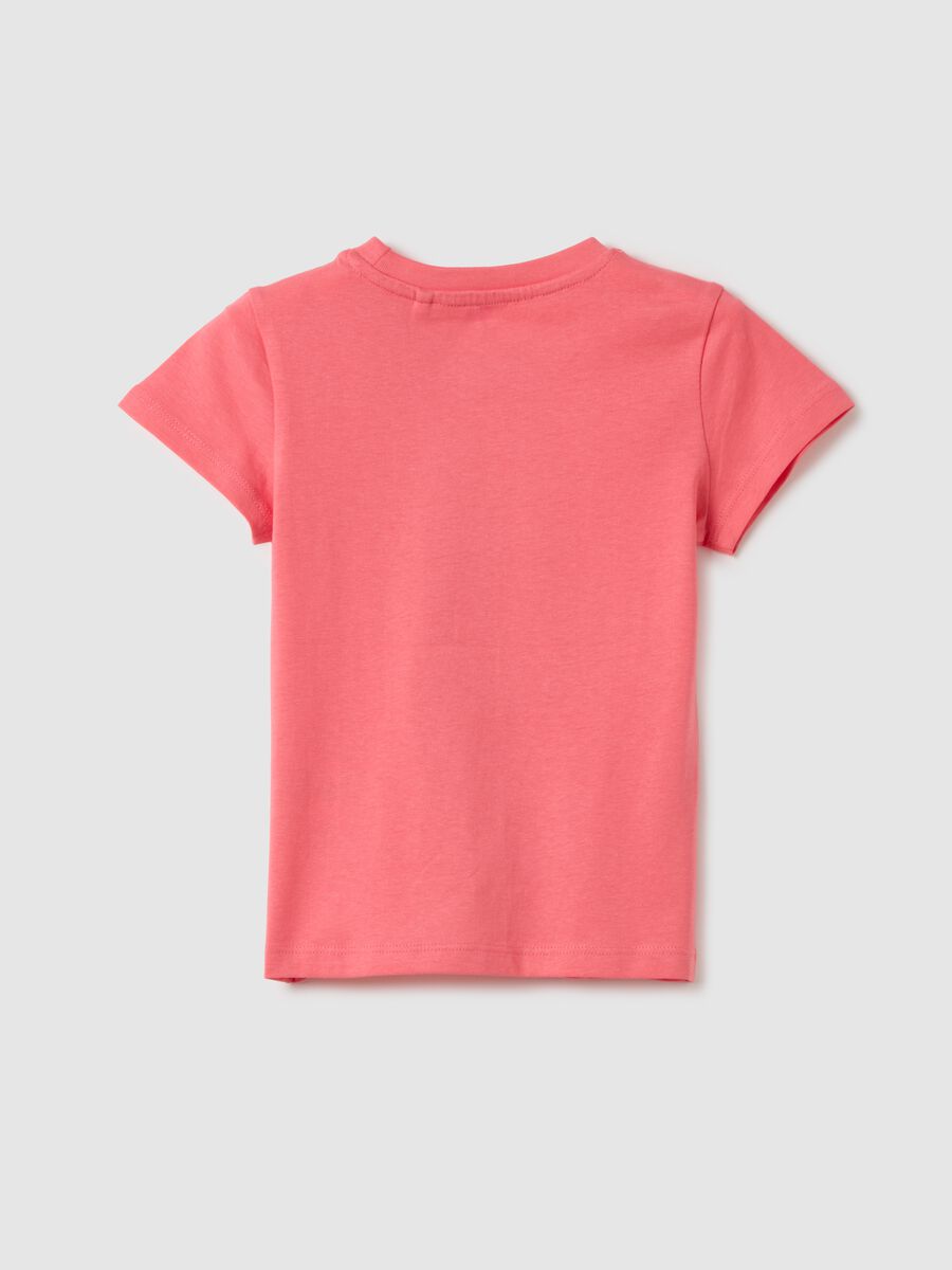 Girls' pink regular fit pure cotton T-shirt_1