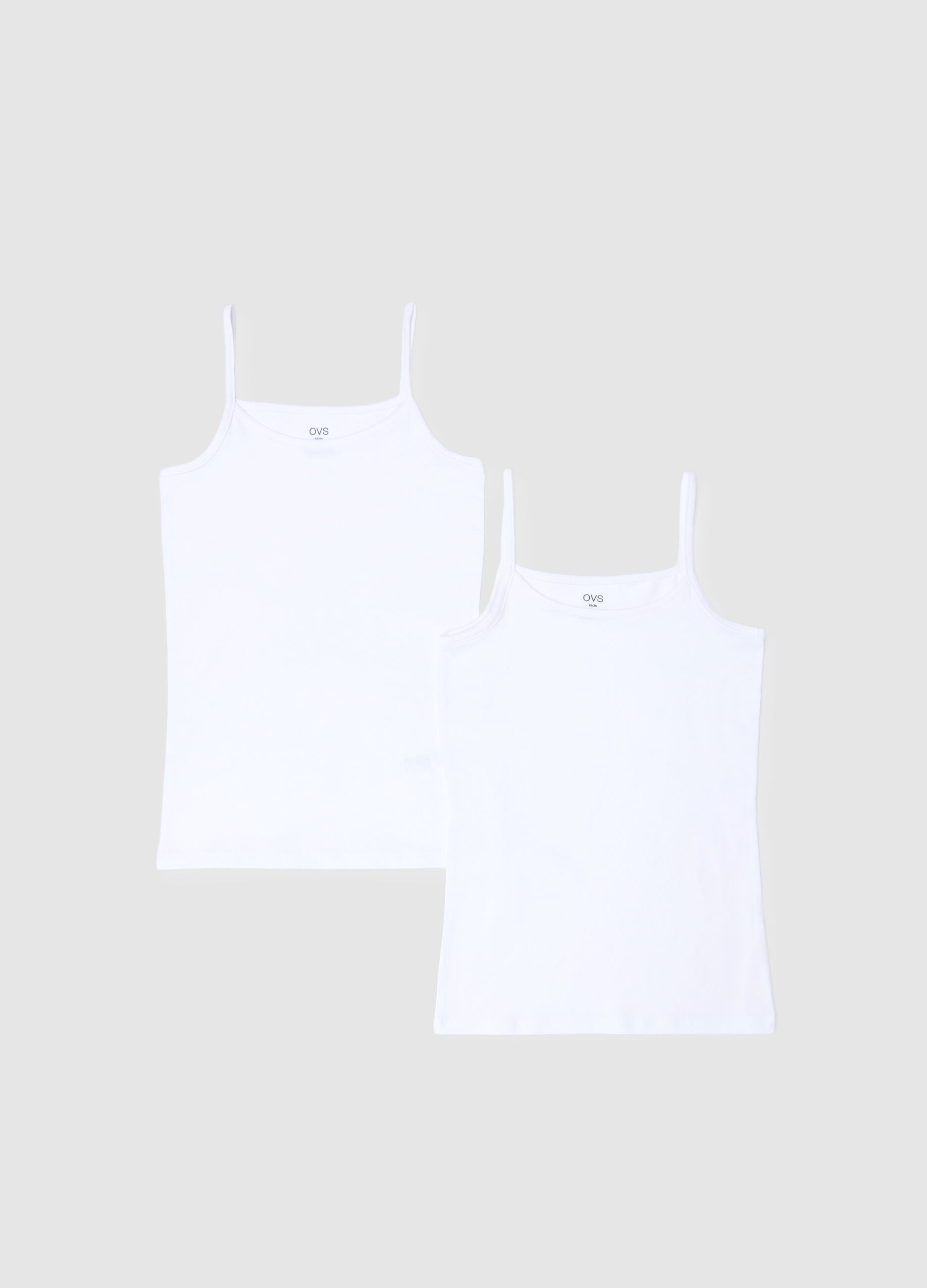 Two-pack of girls' regular fit white stretch cotton vests