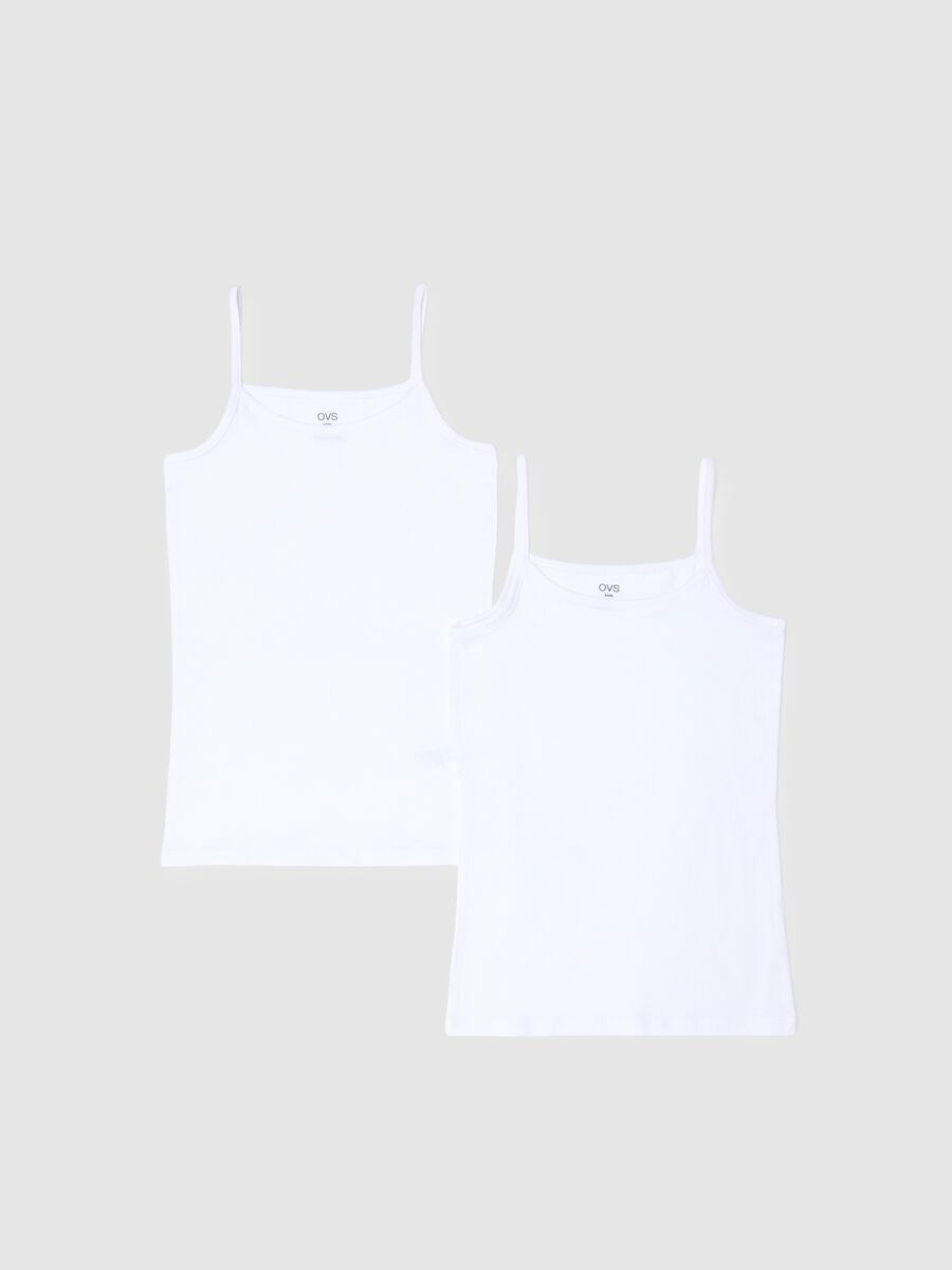 Two-pack of girls' regular fit white stretch cotton vests_0