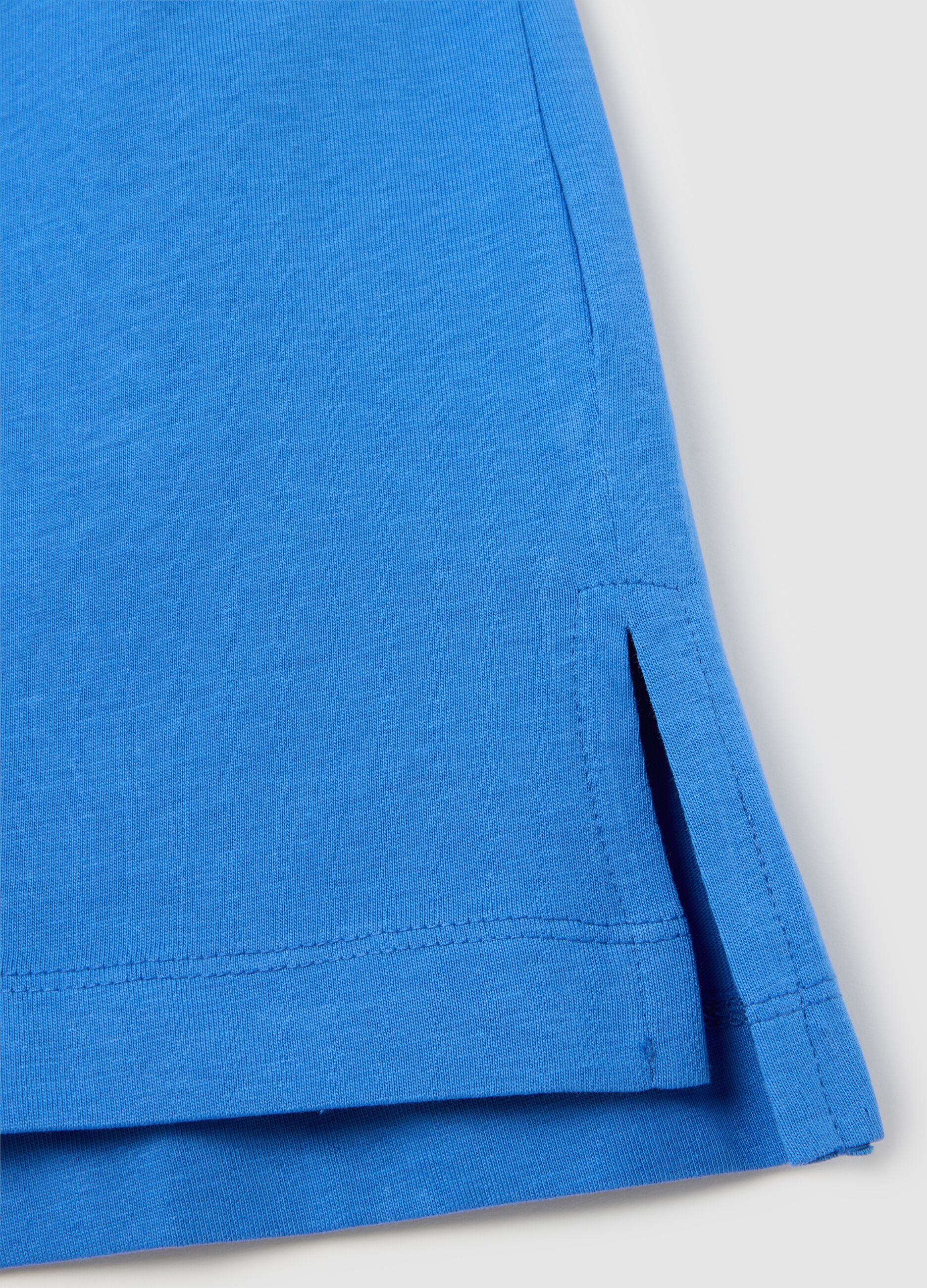 Women's blue pure cotton regular fit T-shirt