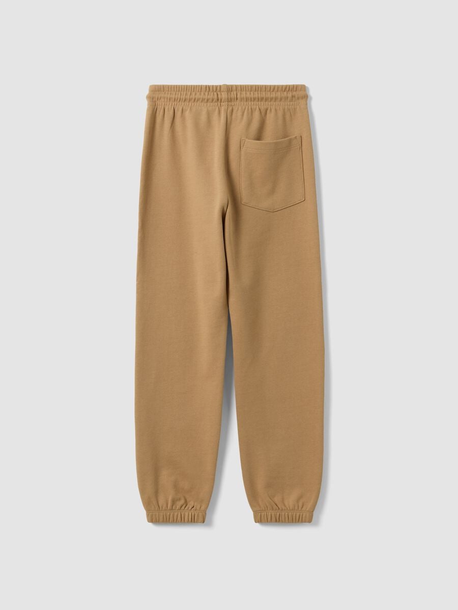 Beige regular-fit joggers in pure organic cotton for boys_1