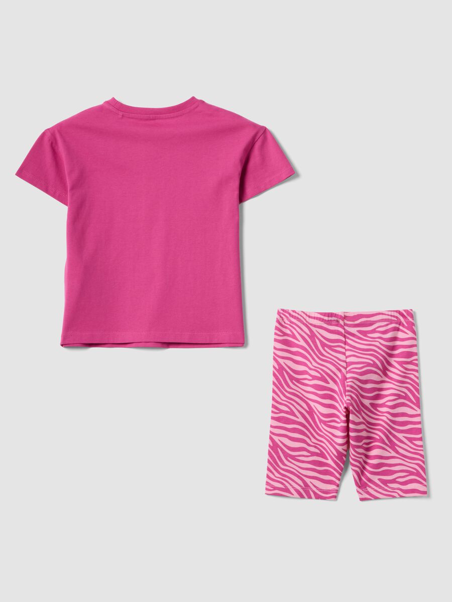 Completo rosa in puro cotone con t-shirt e leggings ciclista_1