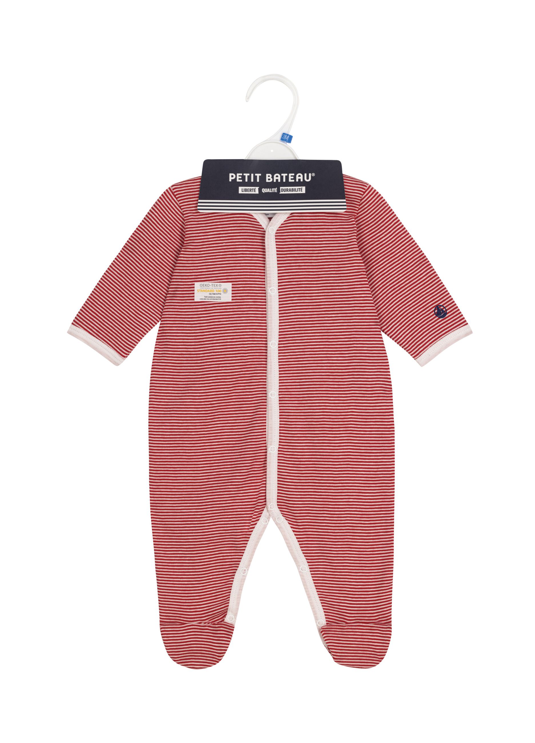 Onesie with feet with thin stripes