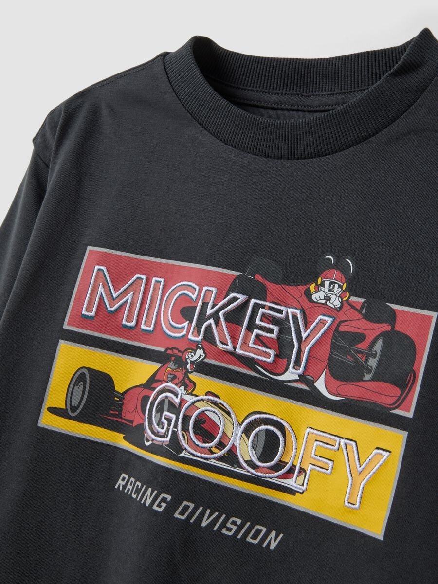 Black pure cotton crew-neck Mickey print T-shirt for boys_2