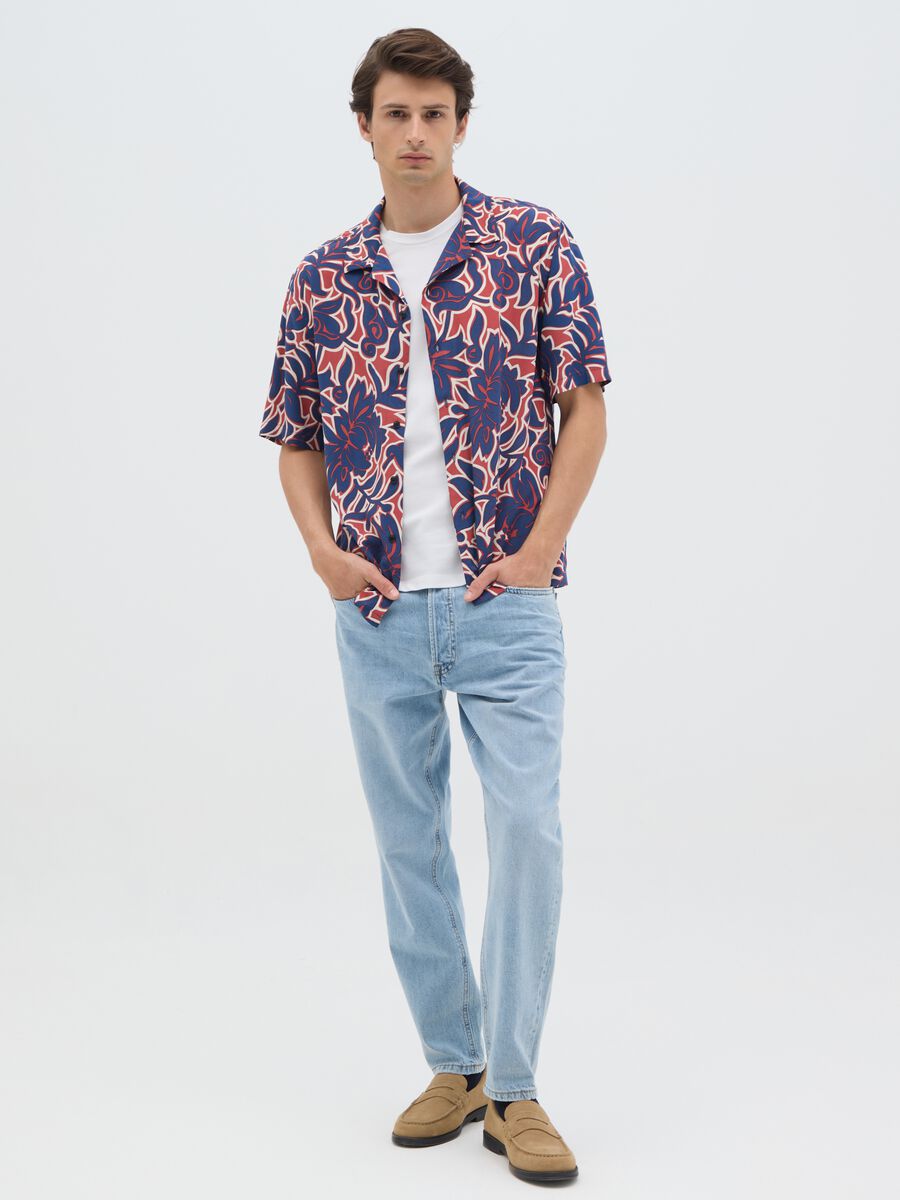Men's Multicolour Viscose Over Fit Shirt_1