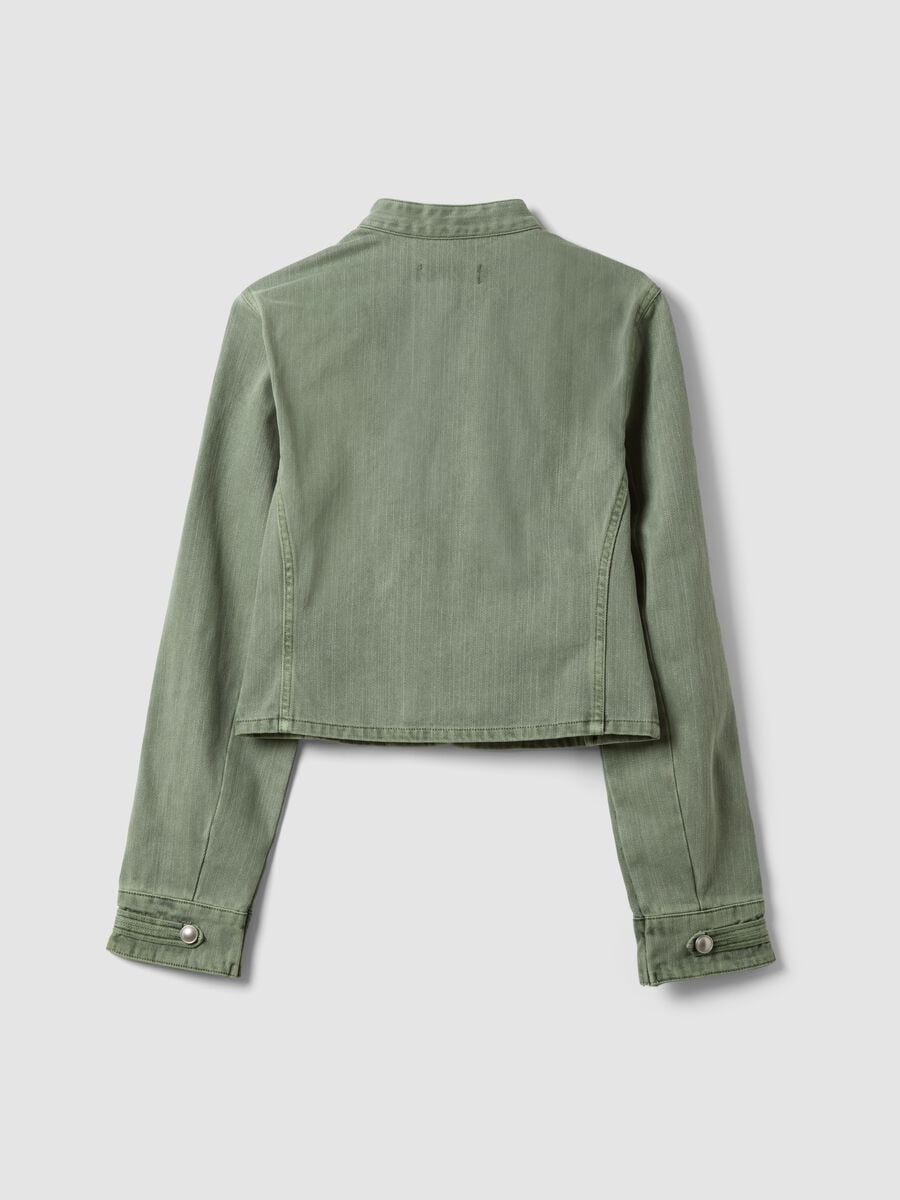 Giacca verde in puro cotone con bottoni nascosti slim fit_2