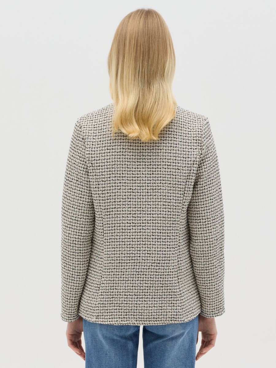Open beige and black jacket in tweed_3