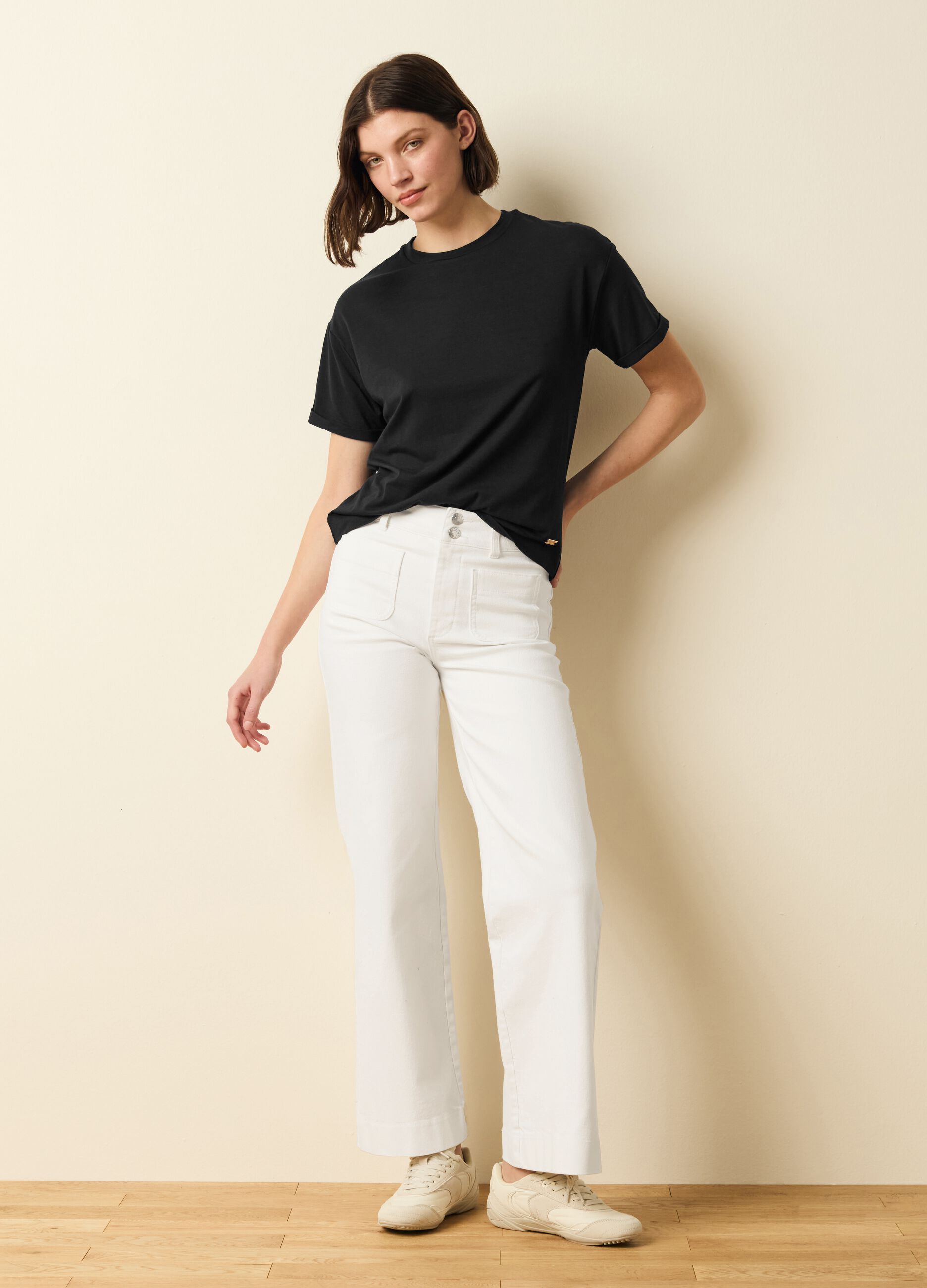 T-shirt in cotone e modal stretch