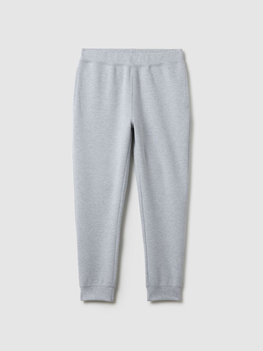 Grey Regular Fit Cotton Blend Jogger Trousers_4