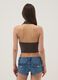 Brown stretch-fabric top with soft neckline_3