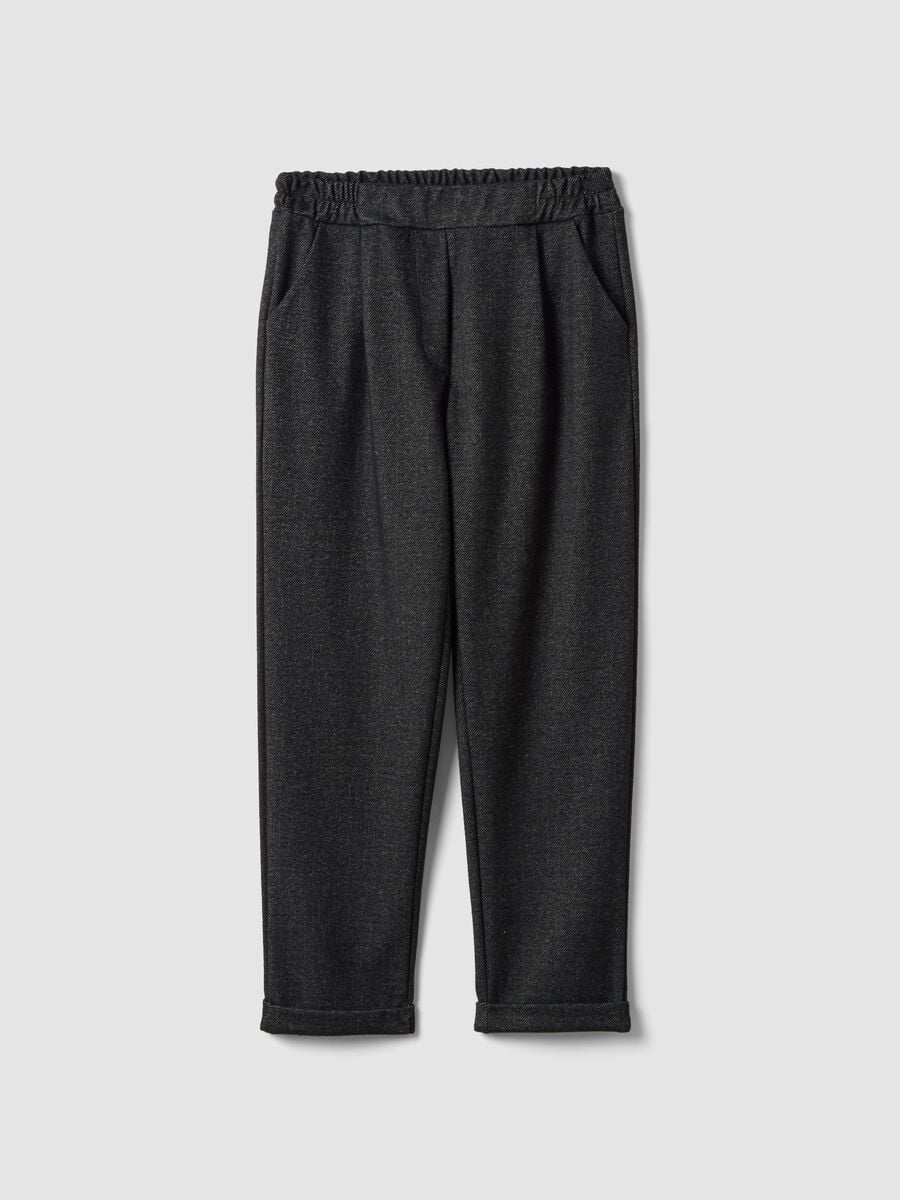 Grey regular-fit formal trousers in stretch viscose_4