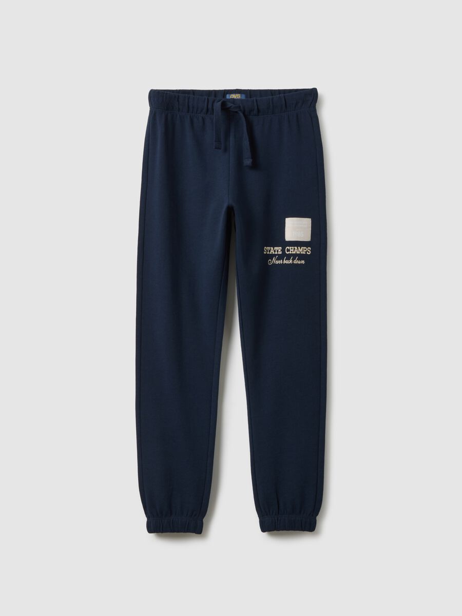 Pantaloni jogger blu da ragazzo in puro cotone regular fit_3
