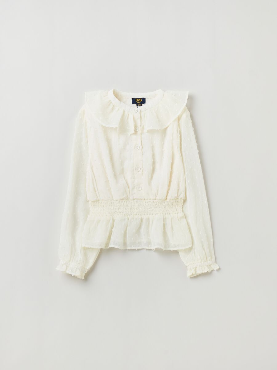 Blusa dobby con volant_0