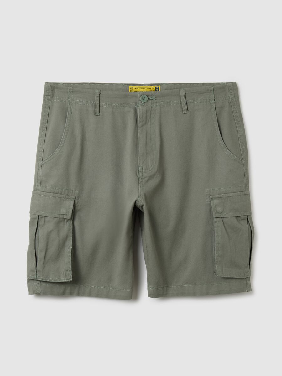 Men's green pure cotton Bermuda shorts regular fit_0