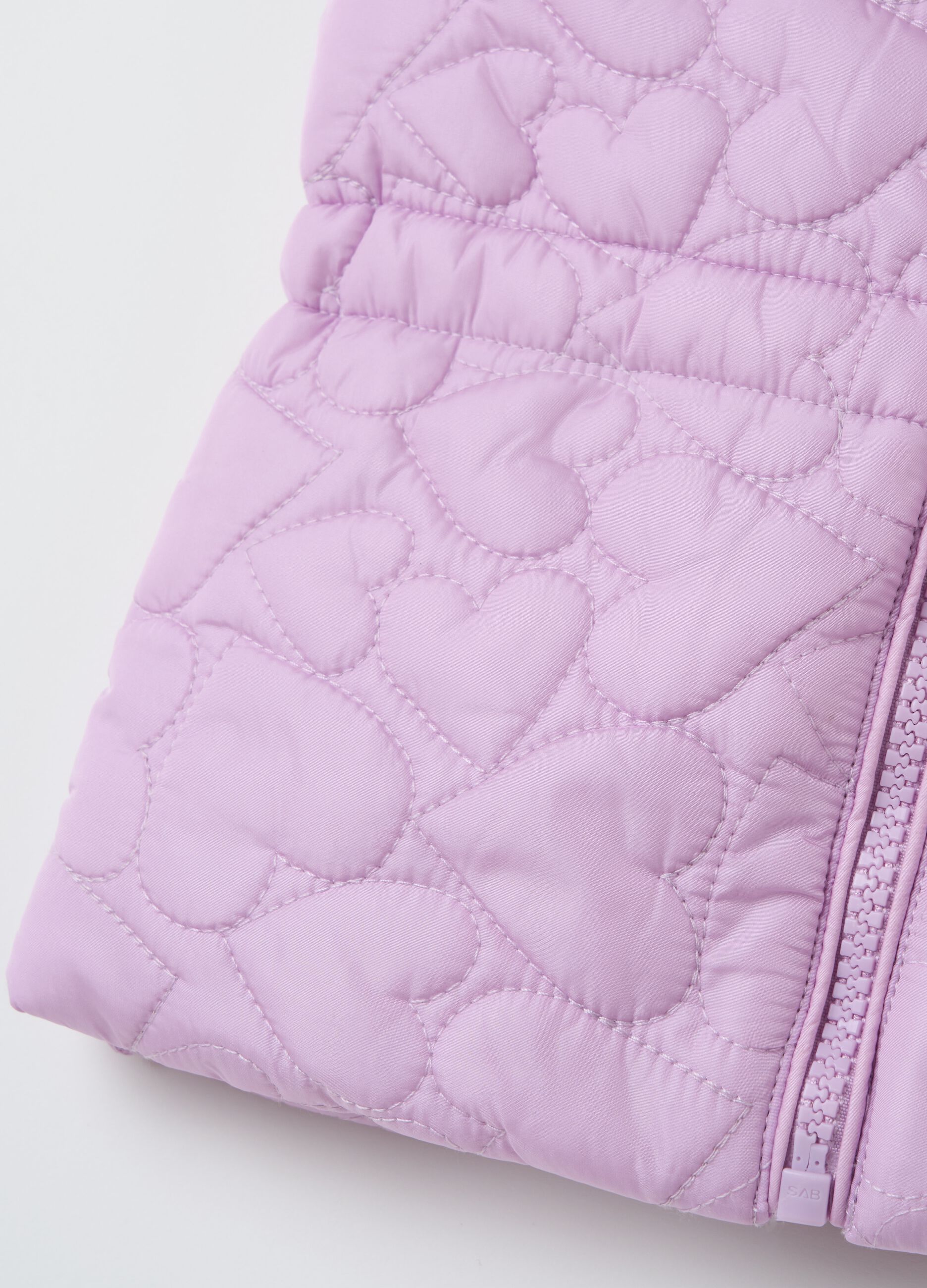 Full-zip gilet with heart quilting