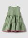 Green pure cotton mini dress with floral embroidery_1