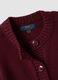 Burgundy pure cotton crew-neck cardigan with buttons, regular fit_5