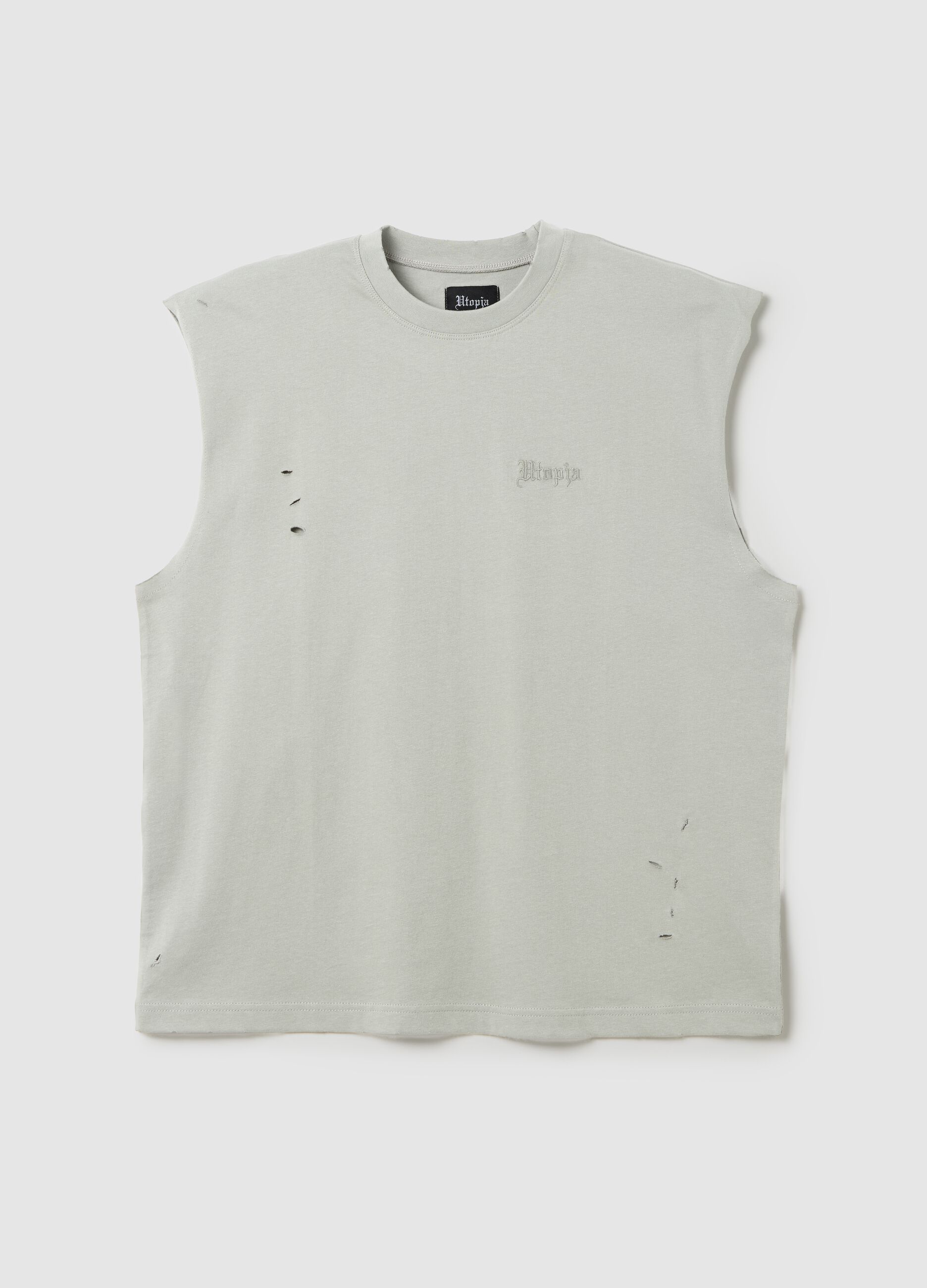 Distressed Tank Top Military Green