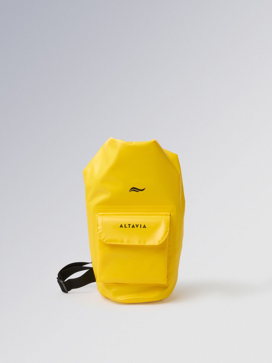 Zaino giallo impermeabile con tasca frontale_0