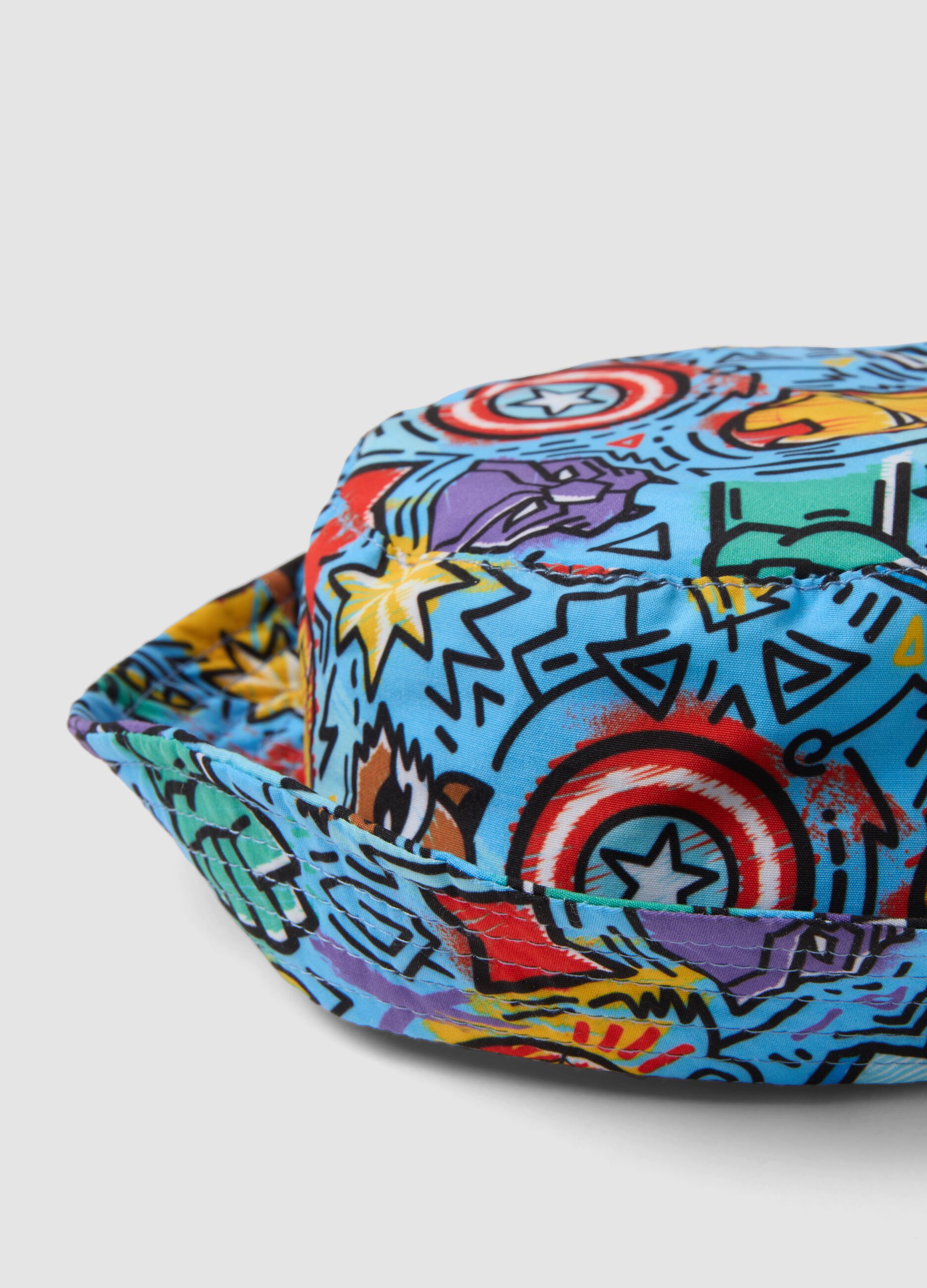 Light blue bucket hat with all-over print