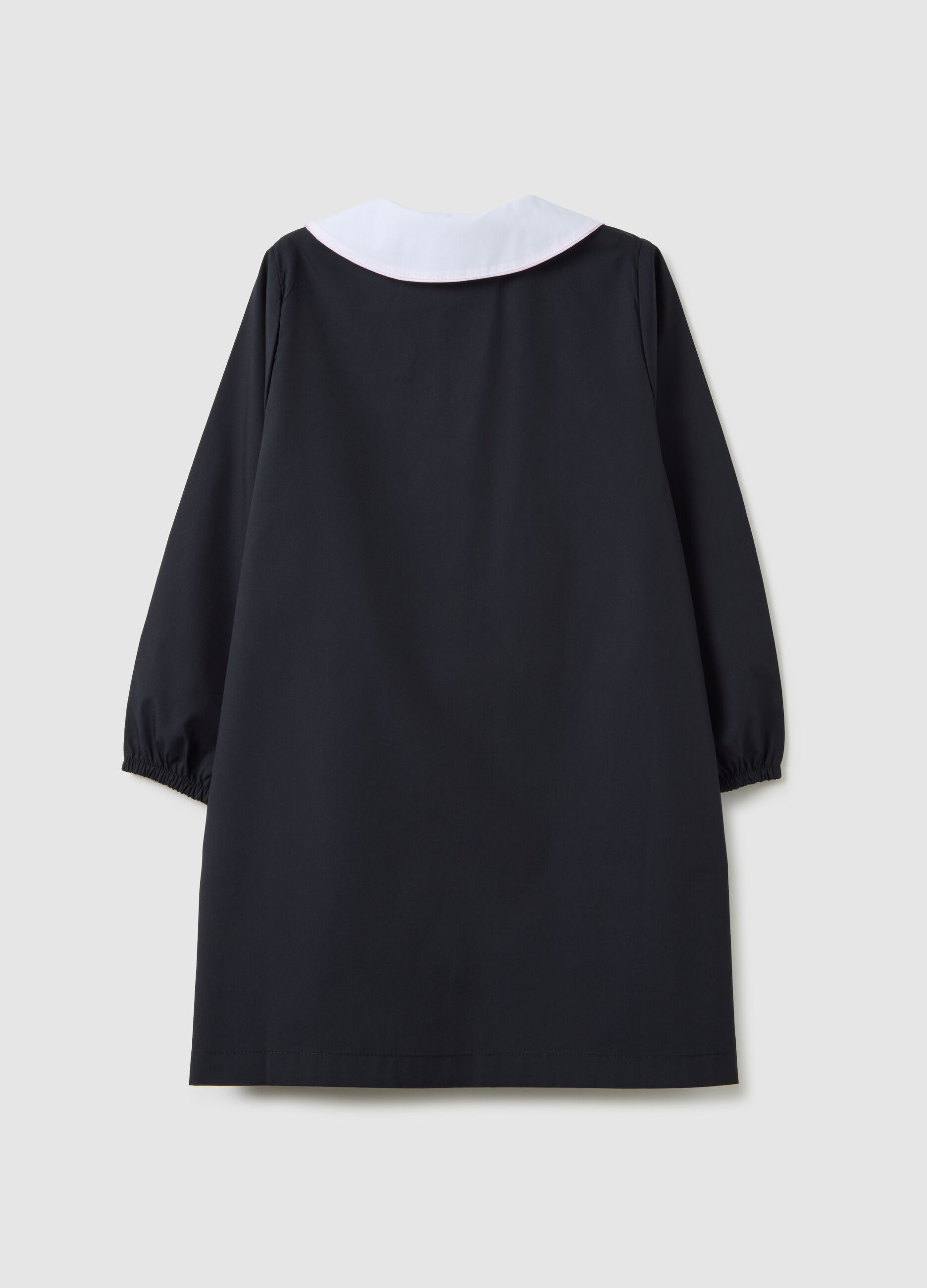 Grembiule scolastico da bambina in misto nero con zip