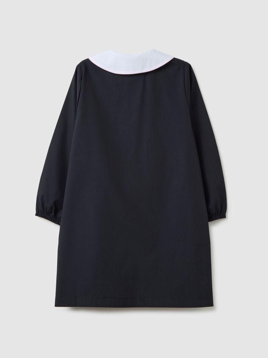 Grembiule scolastico da bambina in misto nero con zip_1