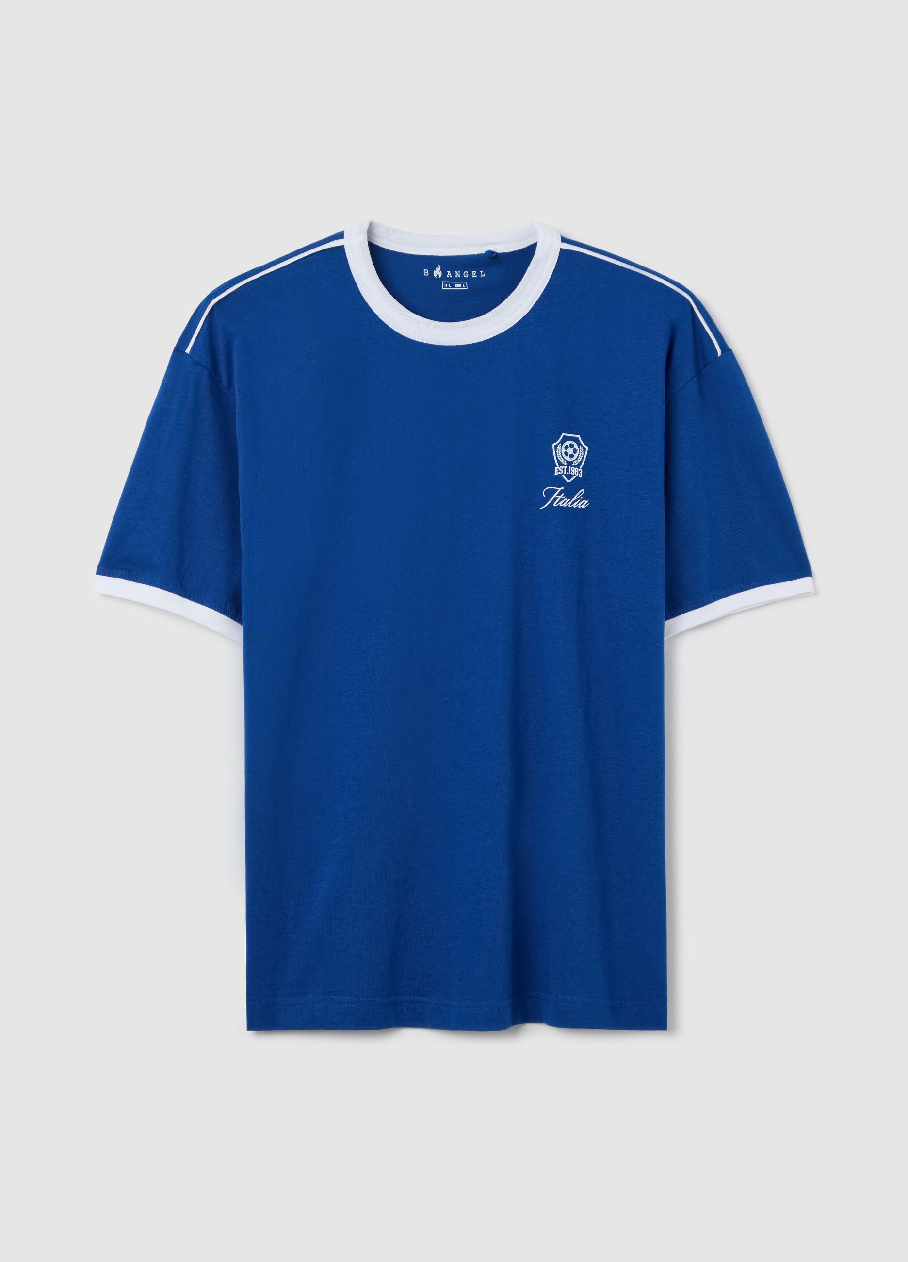 Blue T-shirt with contrasting edging