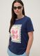 Blue pure cotton T-shirt with print, regular fit_0